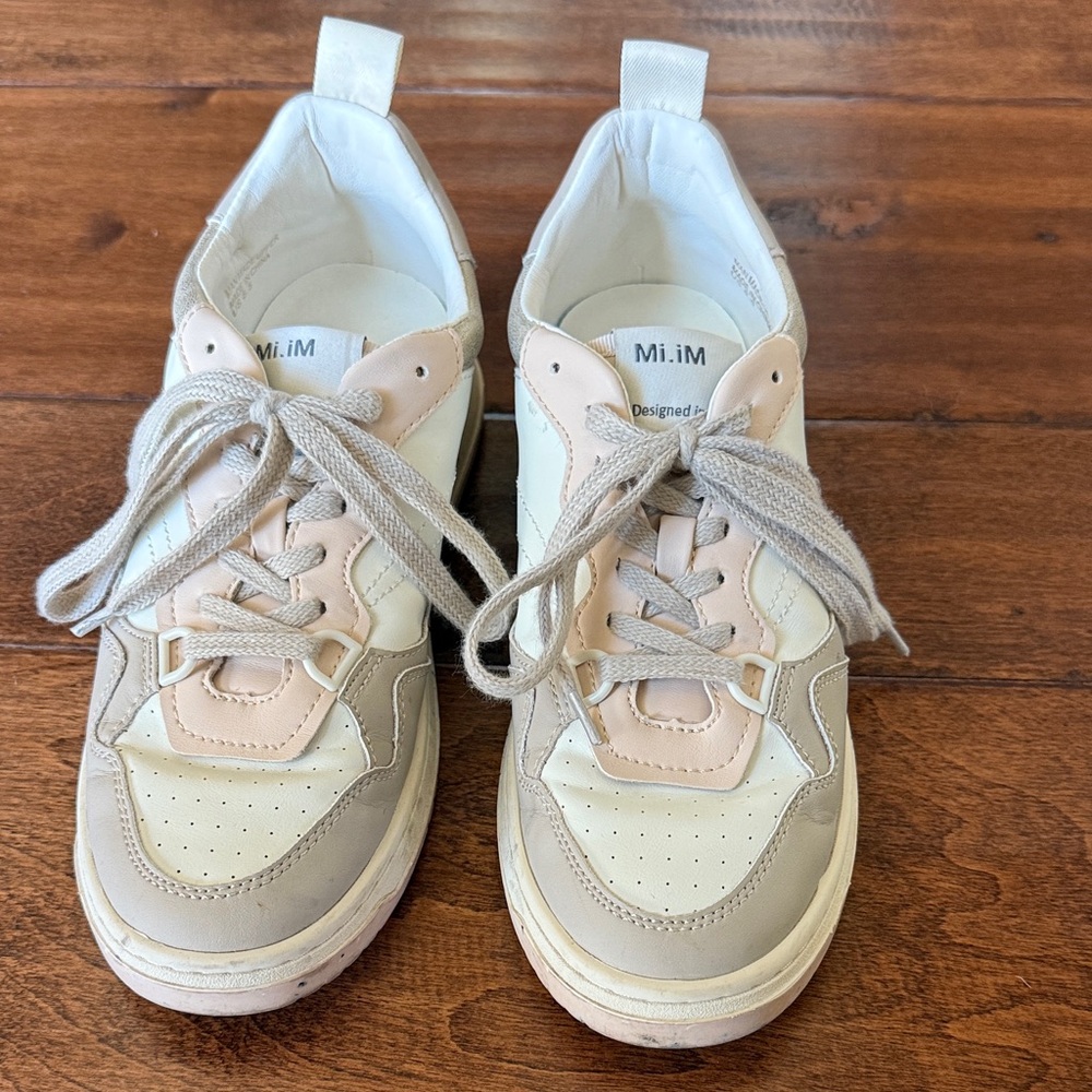 Mi.iM Neutral Tone Colorblock Sneakers - Cream, Blush & Taupe Accents